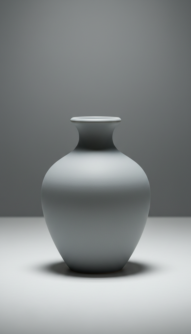 Matte Ceramic Vase with Sculpted Neck