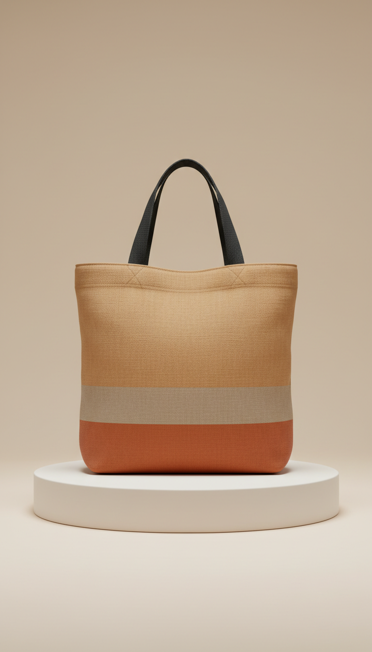 Linen Tote Bag with Structured Base